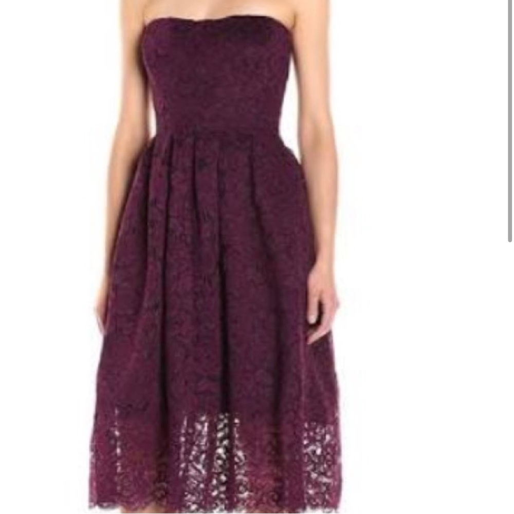 Vera Wang Plum Strapless Lace Dress (W4)